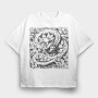 Dragon And Flowers Tote, Tricou Oversize Barbati (Unisex)