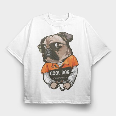 Cool Dog In Cuffs, Tricou Oversize Barbati (Unisex)