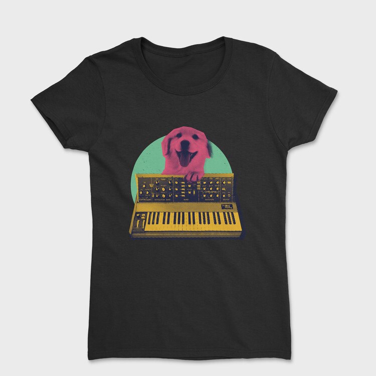 Dog Playing Keyboard Synth, Tricou Femei