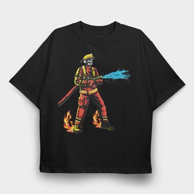 Firefighter Skeleton, Tricou Oversize Barbati (Unisex)