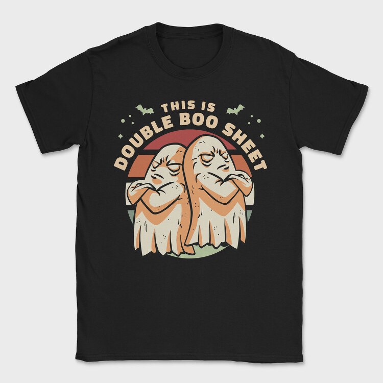 Double Boo Sheet Funny Halloween Ghosts Pun, Tricou Barbati (Unisex)