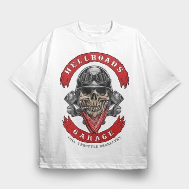 Hellroads Garage, Tricou Oversize Barbati (Unisex)