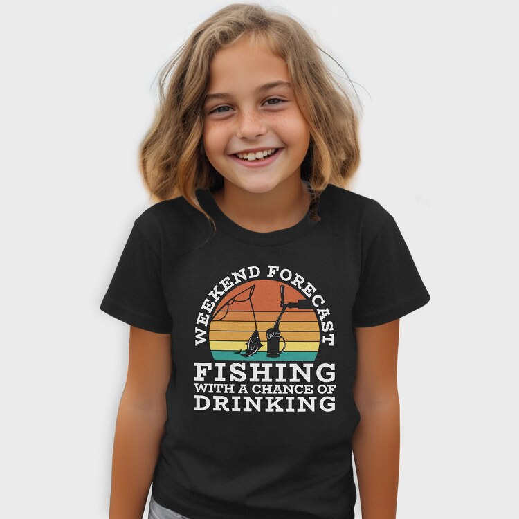 Retro Sunset Drink and Fishing, Tricou Copii