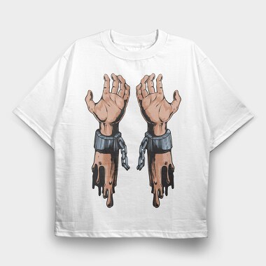 Metal Hands Dripping, Tricou Oversize Barbati (Unisex)