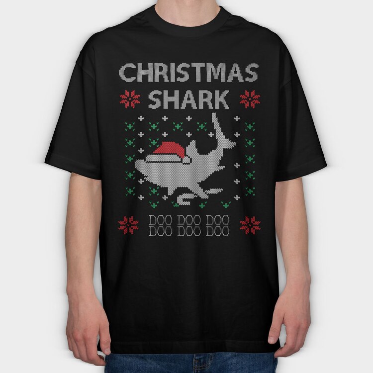 Christmas Shark Sweater, Tricou Oversize Barbati (Unisex)