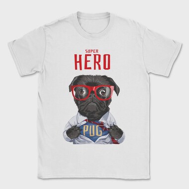 Pug Super Hero, Tricou Barbati (Unisex)