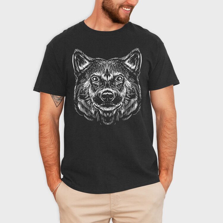 Shiba Inu Monochrome, Tricou Barbati (Unisex)