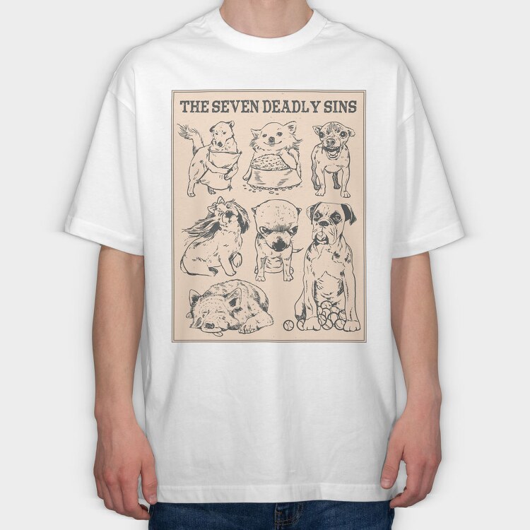 Dog Seven Deadly Sins, Tricou Oversize Barbati (Unisex)