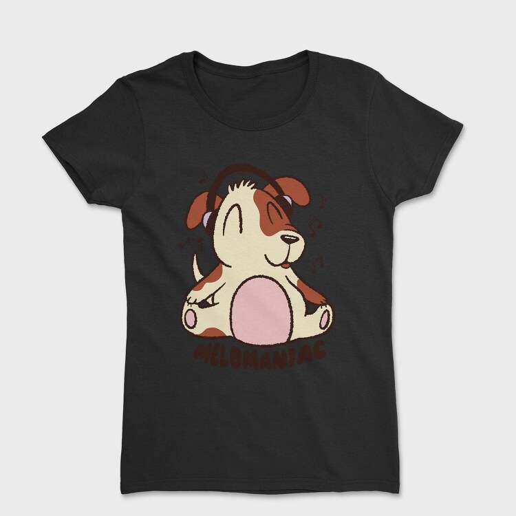 Dog With Headphones Music, Tricou Femei