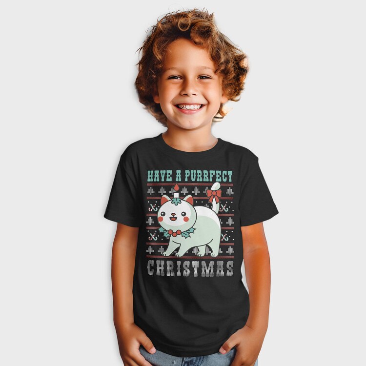 Purrfect Christmas Ugly Sweater, Tricou Copii
