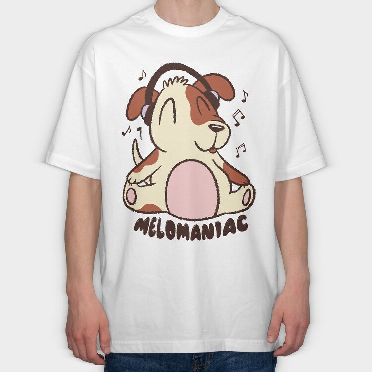 Dog With Headphones Music, Tricou Oversize Barbati (Unisex)