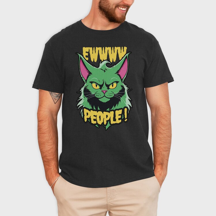 Ew People Green Cat, Tricou Barbati (Unisex)