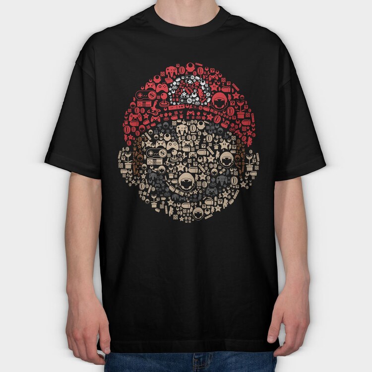 Mario Heart Icons, Tricou Oversize Barbati (Unisex)