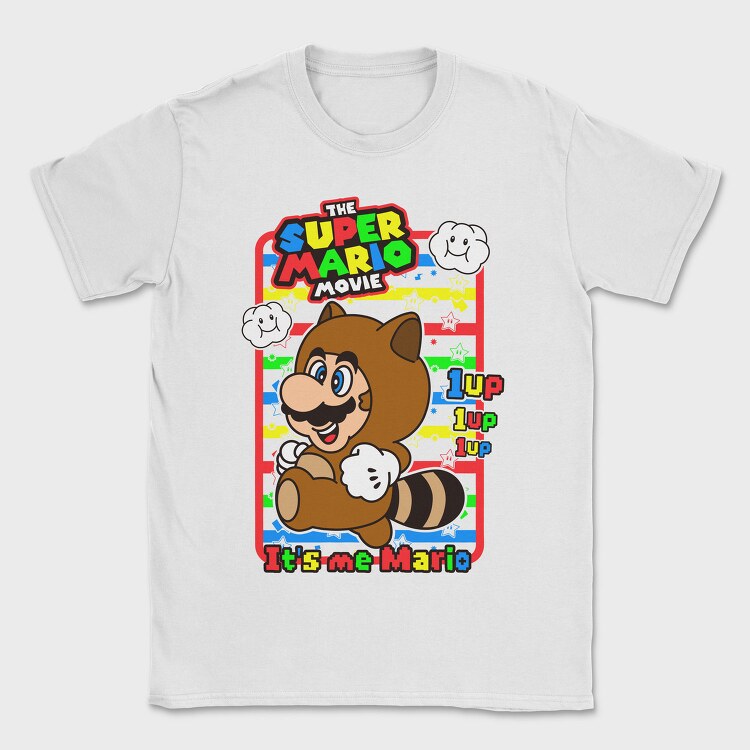 Mario Raccoon 1up, Tricou Barbati (Unisex)