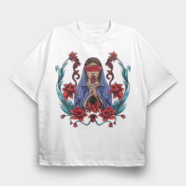 Blindfolded Beauty, Tricou Oversize Barbati (Unisex)