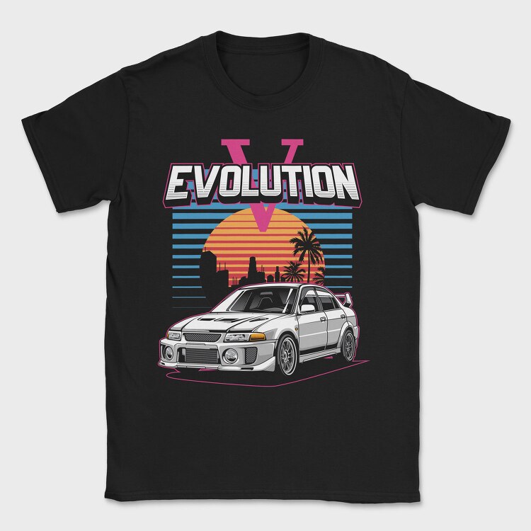 Retro Car Evolution, Tricou Barbati (Unisex)