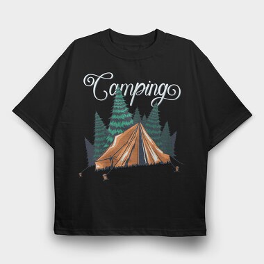 Camping Forest Tent, Tricou Oversize Barbati (Unisex)