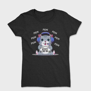Cat Gamer Headphones, Tricou Femei