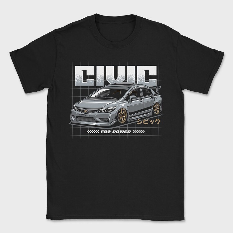 Jdm Stance Civic, Tricou Barbati (Unisex)