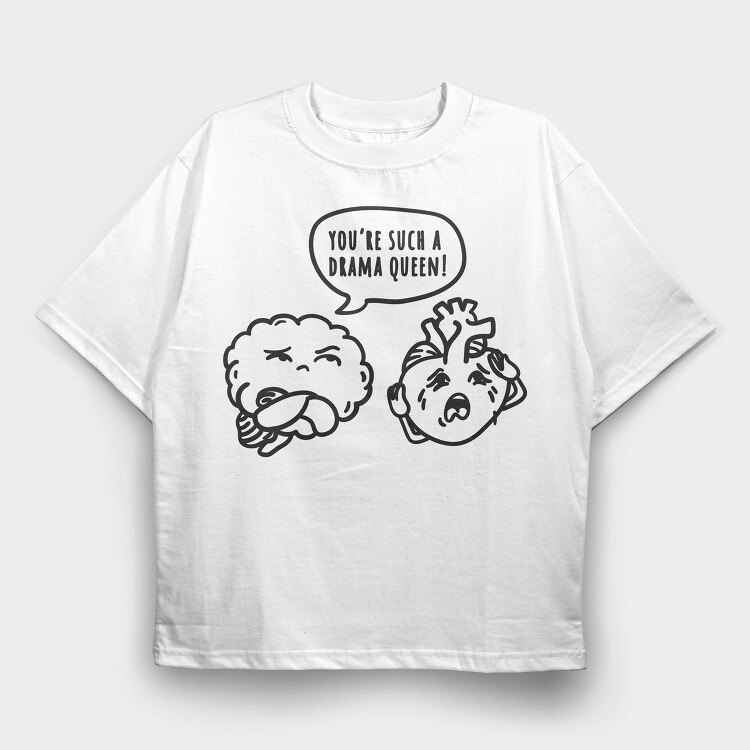 Drama Queen Brain Nc, Tricou Oversize Barbati (Unisex)