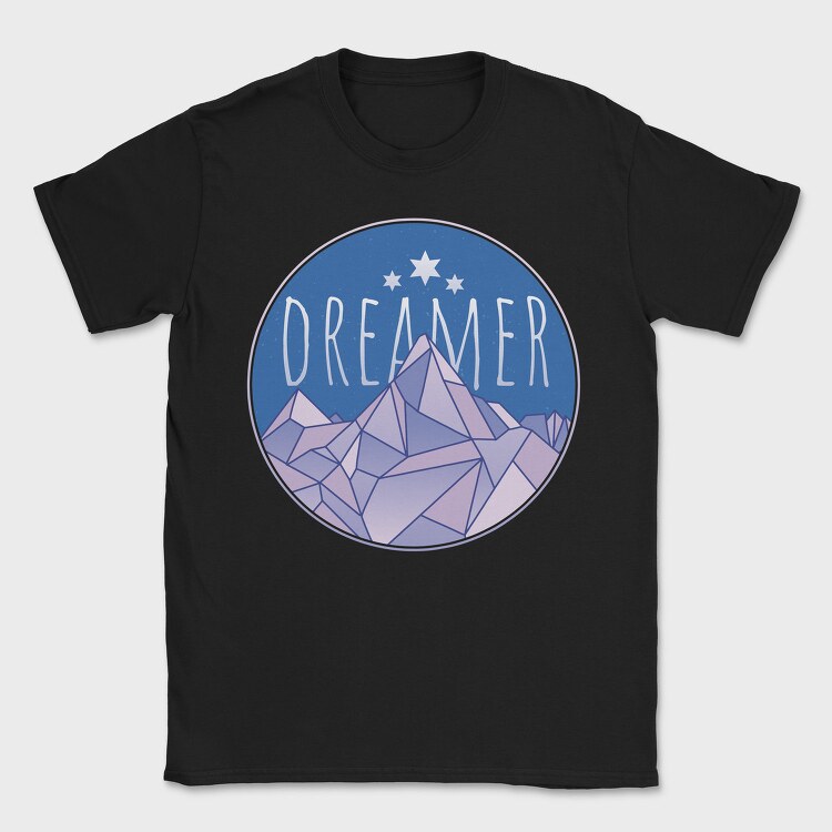 Dreamer Word And Mountains, Tricou Barbati (Unisex)