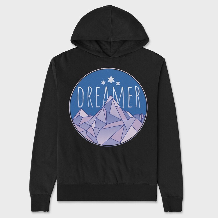 Dreamer Word And Mountains, Hanorac Oversize Barbati (Unisex)