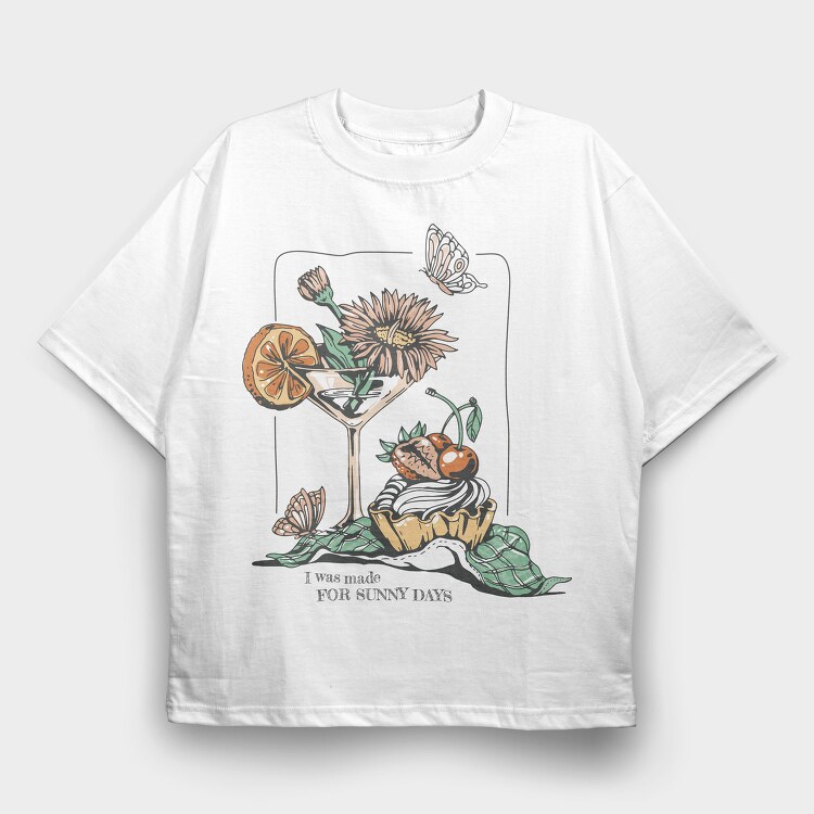 Drink And Flowers Spring Sunny Days, Tricou Oversize Barbati (Unisex)