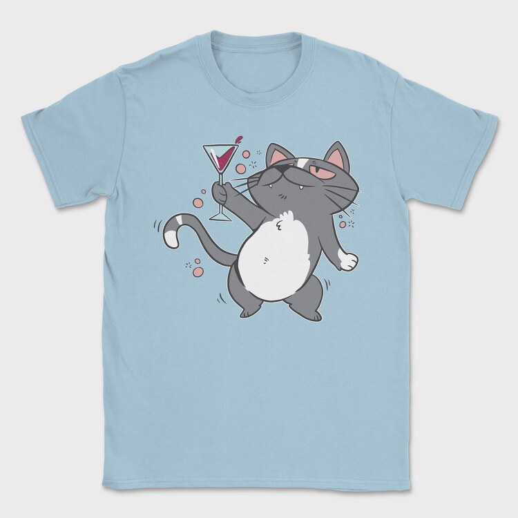 Drunk Cat With Drink, Tricou Barbati (Unisex)