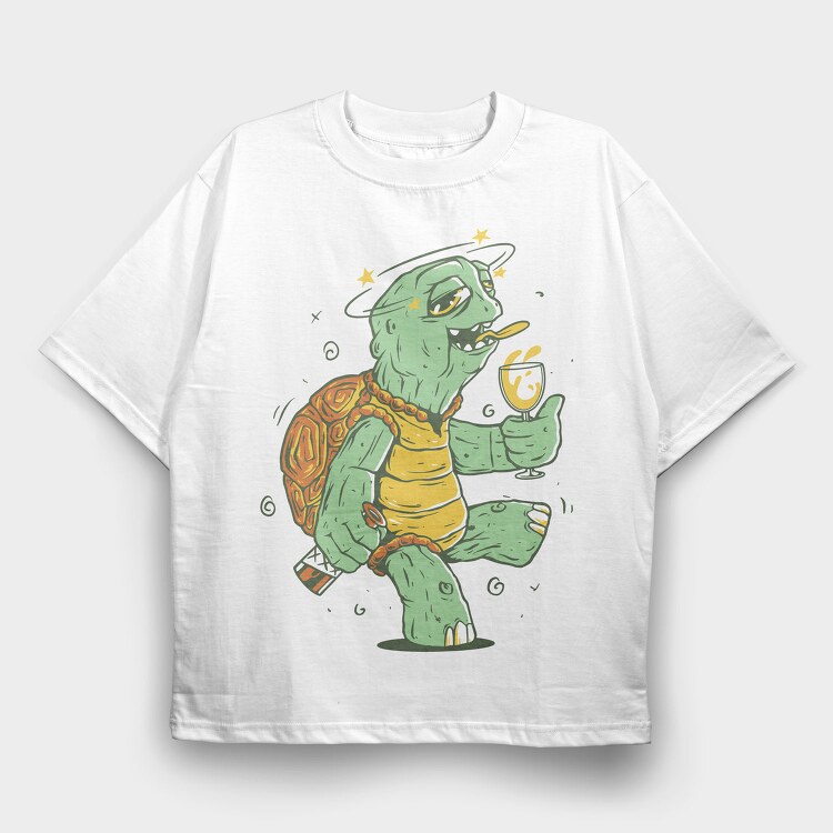 Drunk Turtle, Tricou Oversize Barbati (Unisex)