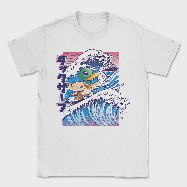Duck Surfing Surf Vaporwave, Tricou Barbati (Unisex)