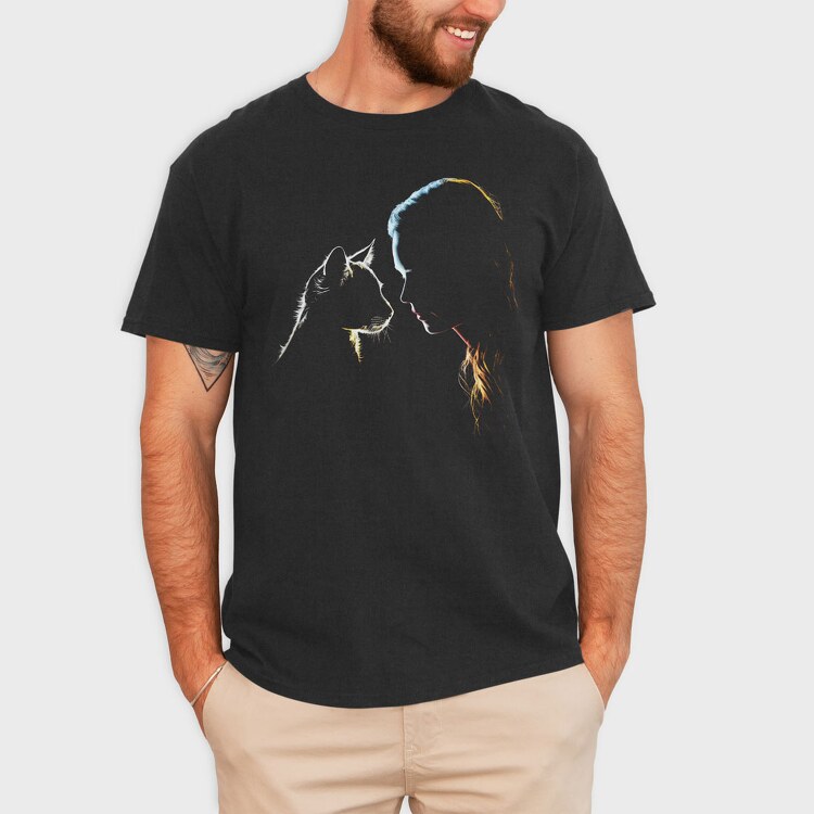 Person and Cat, Tricou Barbati (Unisex)