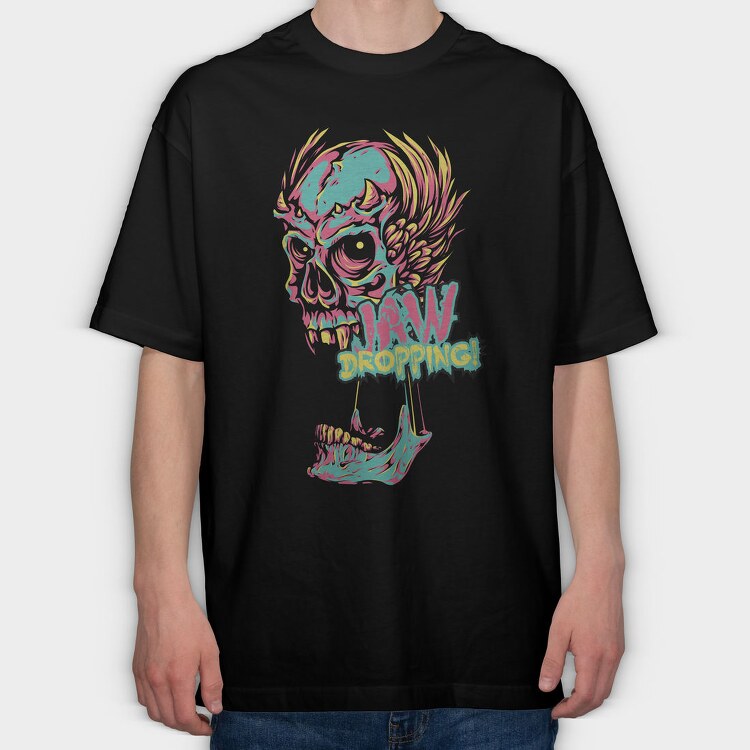Raw Dropping Skull, Tricou Oversize Barbati (Unisex)