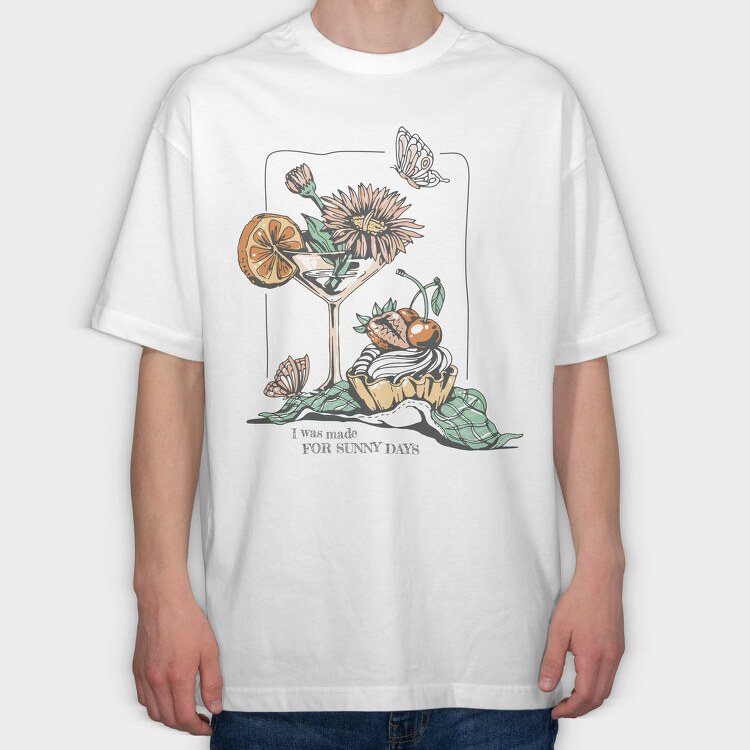 Drink And Flowers Spring Sunny Days, Tricou Oversize Barbati (Unisex)