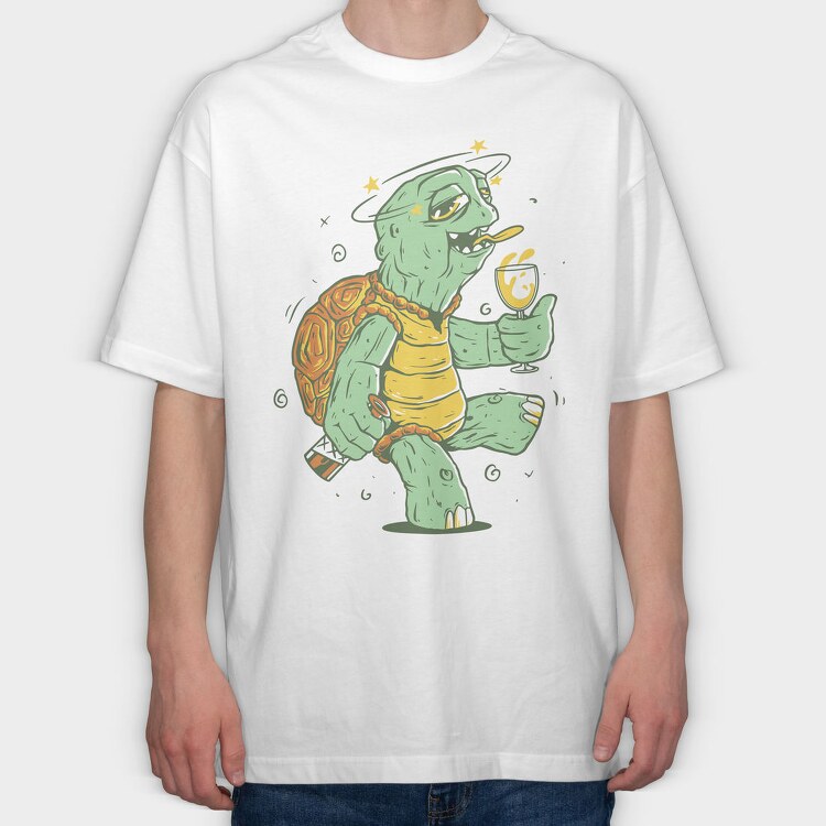 Drunk Turtle, Tricou Oversize Barbati (Unisex)