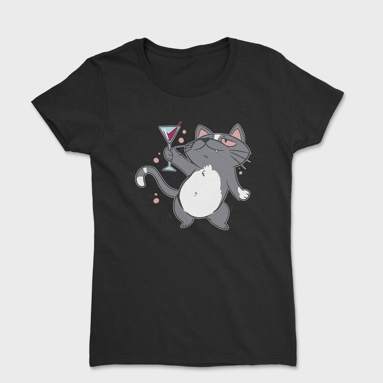Drunk Cat With Drink, Tricou Femei