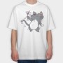 Drunk Cat With Drink, Tricou Oversize Barbati (Unisex)