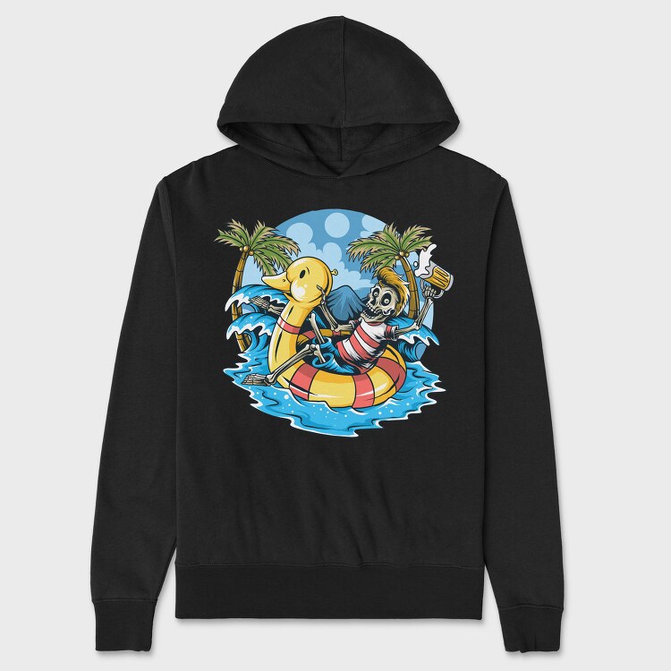 Skeleton Duck Beach, Hanorac Oversize Barbati (Unisex)