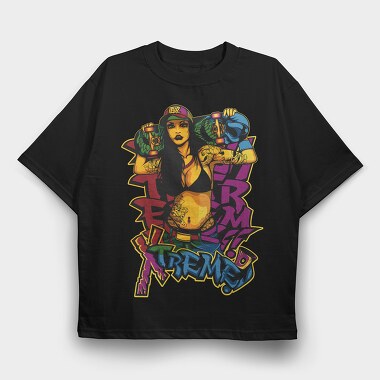 Skate Girl Tattoo, Tricou Oversize Barbati (Unisex)