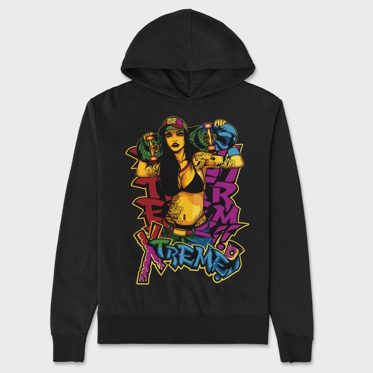 Skate Girl Tattoo, Hanorac Oversize Barbati (Unisex)