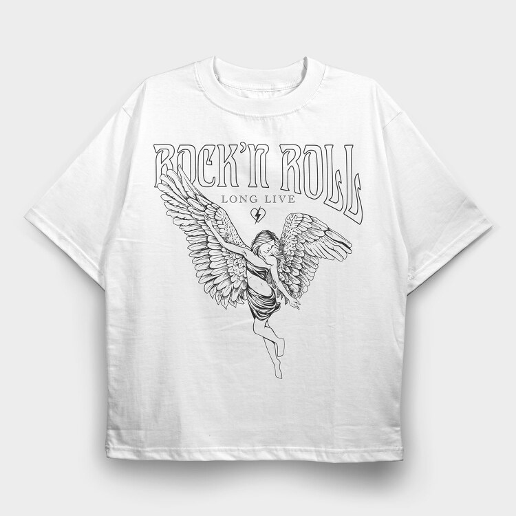 Rock N Roll Live Angel, Tricou Oversize Barbati (Unisex)