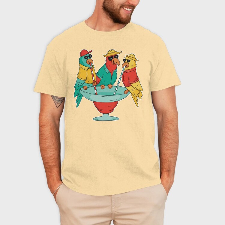 Parrots Drinking, Tricou Barbati (Unisex)