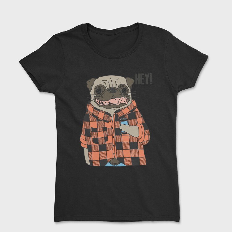 Pug Hey Plaid, Tricou Femei