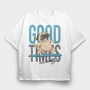 Pug Surfing Good Waves, Tricou Oversize Barbati (Unisex)