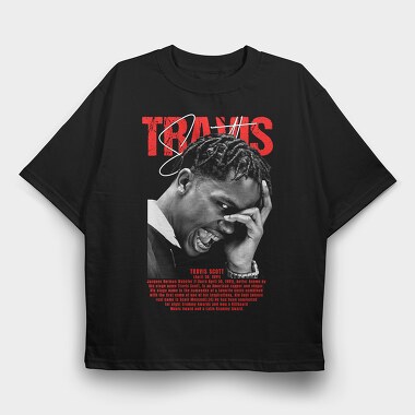 Travis Scott Red, Tricou Oversize Barbati (Unisex)