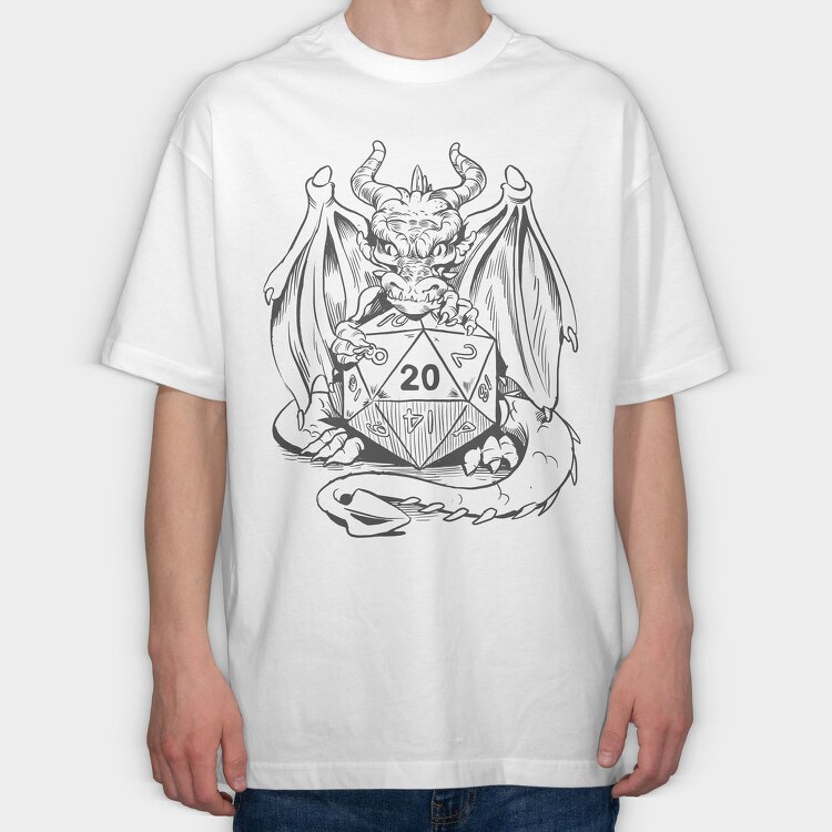 Dragon Creature With Rpg Dice Dungeons, Tricou Oversize Barbati (Unisex)