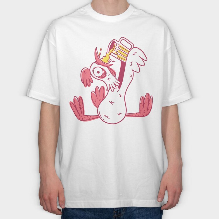 Drunk Rooster, Tricou Oversize Barbati (Unisex)