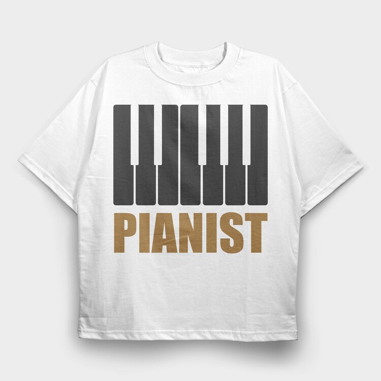 Piano Keys Gold, Tricou Oversize Barbati (Unisex)