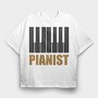 Piano Keys Gold, Tricou Oversize Barbati (Unisex)