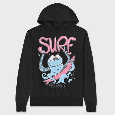 Octopus Surfing Hawaii, Hanorac Oversize Barbati (Unisex)