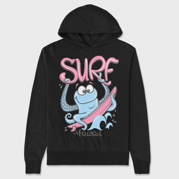 Octopus Surfing Hawaii, Hanorac Oversize Barbati (Unisex)